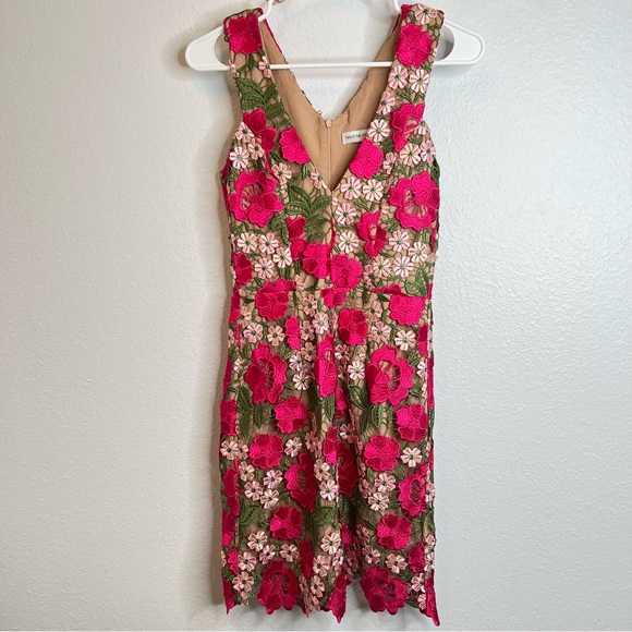 Dress the Population Mina Dress XS Floral Crochet Mini Wedding Cocktail Vacation - Picture 11 of 12